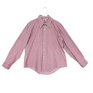 Vintage 80s Demos Men's L Button Up Shirt, Spread Pointed Collar Geometric Korea